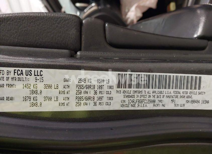 Photo 9 of 2015 Jeep Grand CHEROKEE LIMITED (VIN 1C4RJFBG6FC129000)