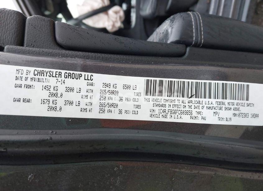 Photo 9 of 2015 Jeep Grand CHEROKEE LIMITED (VIN 1C4RJFBG6FC603656)