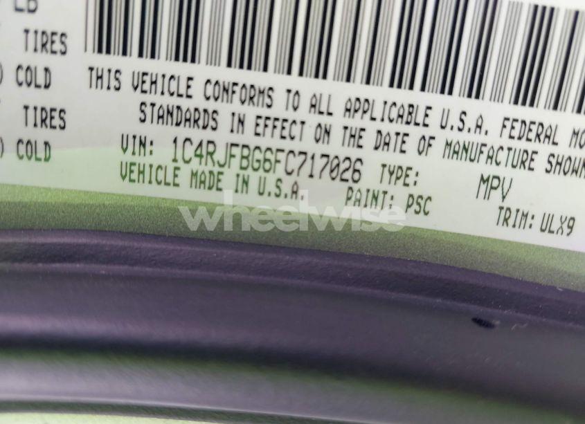 Photo 9 of 2015 Jeep Grand CHEROKEE LIMITED (VIN 1C4RJFBG6FC717026)