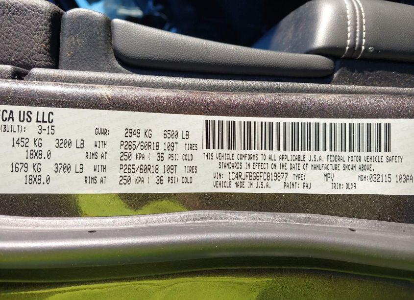 Photo 9 of 2015 Jeep Grand CHEROKEE LIMITED (VIN 1C4RJFBG6FC819877)