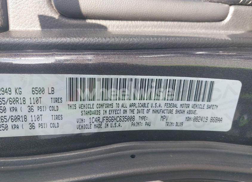 Photo 9 of 2017 Jeep Grand CHEROKEE LIMITED 4X4 (VIN 1C4RJFBG6HC635008)