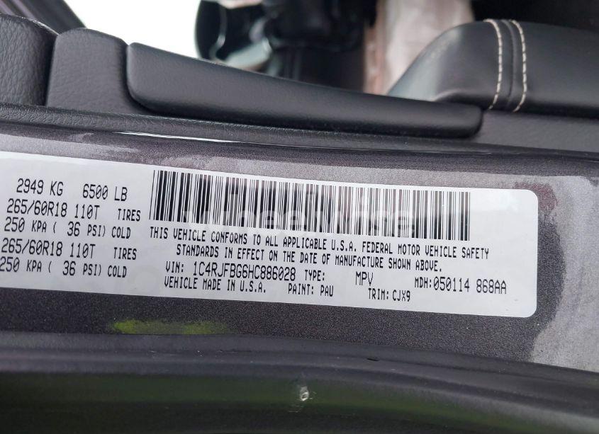 Photo 9 of 2017 Jeep Grand CHEROKEE LIMITED 4X4 (VIN 1C4RJFBG6HC886028)