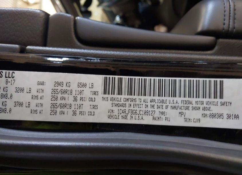 Photo 9 of 2018 Jeep Grand CHEROKEE LIMITED 4X4 (VIN 1C4RJFBG6JC109127)