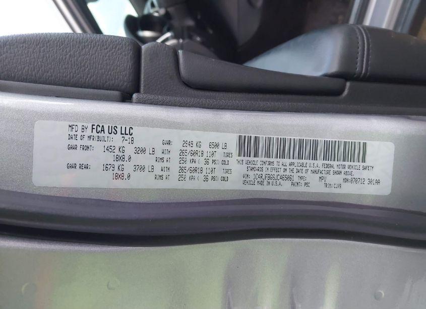 Photo 9 of 2018 Jeep Grand CHEROKEE LIMITED 4X4 (VIN 1C4RJFBG6JC465061)