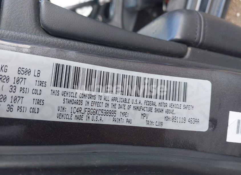 Photo 9 of 2019 Jeep Grand CHEROKEE LIMITED 4X4 (VIN 1C4RJFBG6KC538995)