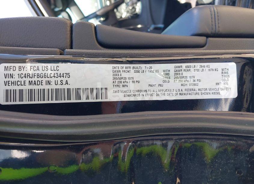 Photo 9 of 2020 Jeep Grand CHEROKEE LIMITED X 4X4 (VIN 1C4RJFBG6LC434475)