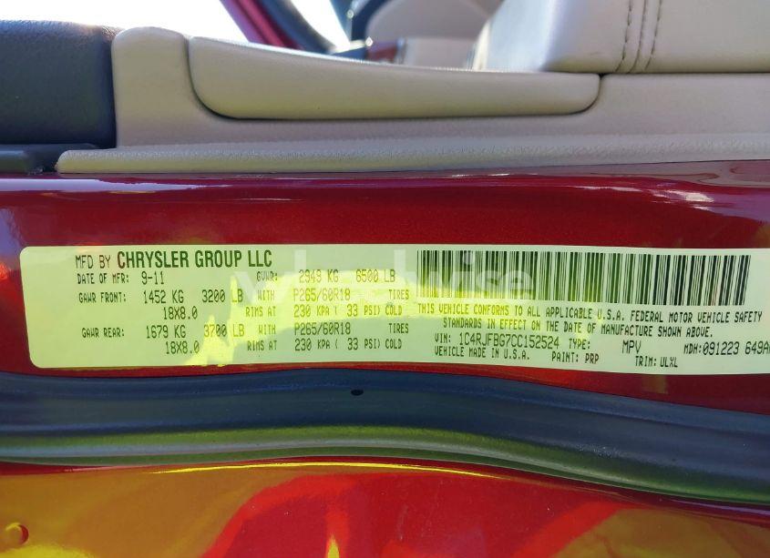 Photo 9 of 2012 Jeep Grand CHEROKEE LIMITED (VIN 1C4RJFBG7CC152524)