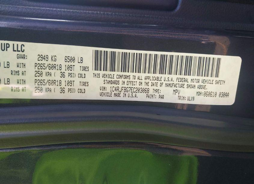 Photo 9 of 2014 Jeep Grand CHEROKEE LIMITED (VIN 1C4RJFBG7EC203068)