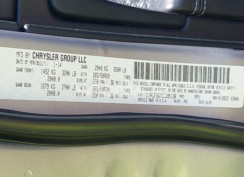 Photo 9 of 2014 Jeep Grand CHEROKEE LIMITED (VIN 1C4RJFBG7EC395138)