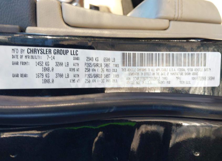 Photo 9 of 2015 Jeep Grand CHEROKEE LIMITED (VIN 1C4RJFBG7FC612012)