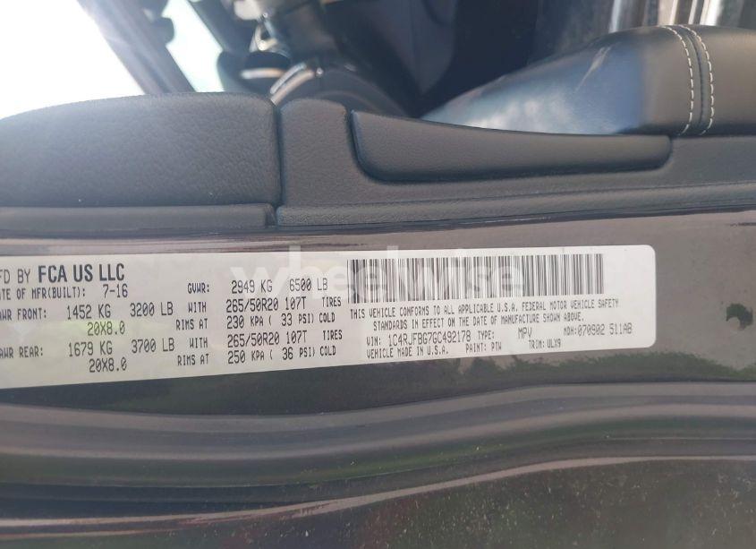 Photo 9 of 2016 Jeep Grand CHEROKEE LIMITED (VIN 1C4RJFBG7GC492178)