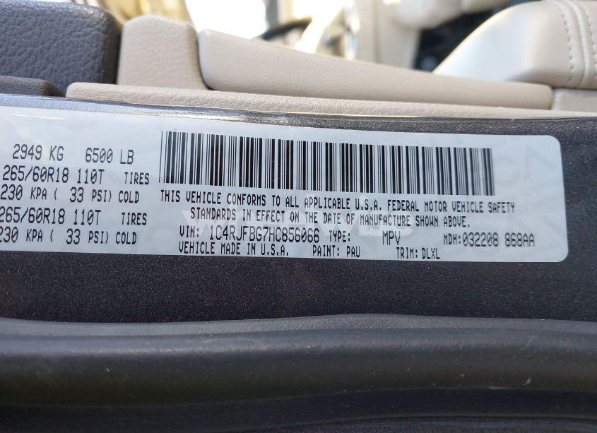 Photo 9 of 2017 Jeep Grand CHEROKEE LIMITED 4X4 (VIN 1C4RJFBG7HC856066)