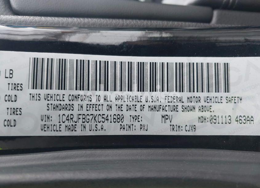 Photo 9 of 2019 Jeep Grand CHEROKEE LIMITED 4X4 (VIN 1C4RJFBG7KC541680)