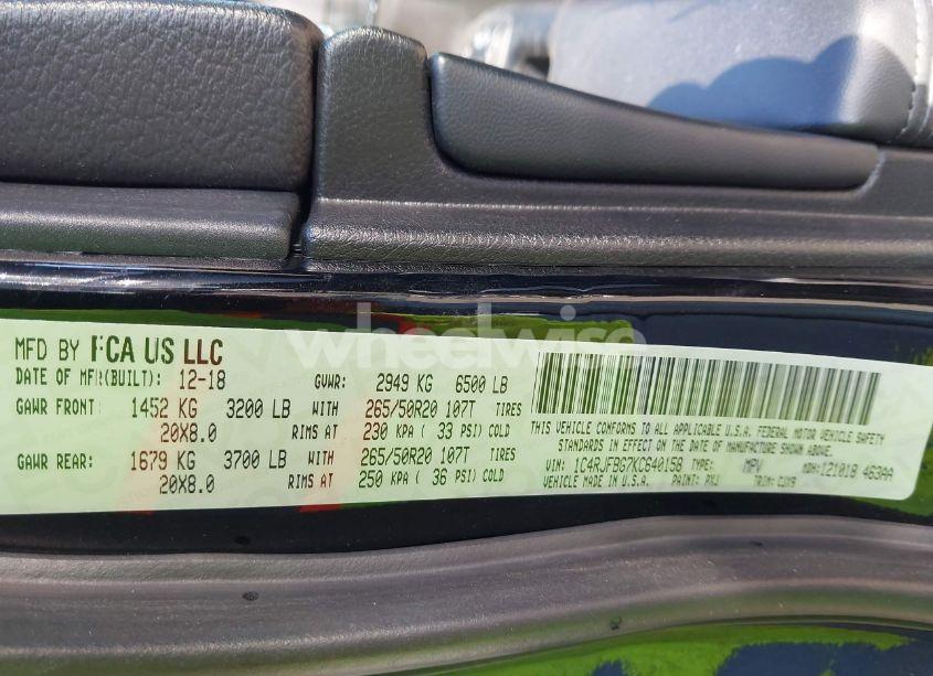 Photo 9 of 2019 Jeep Grand CHEROKEE LIMITED 4X4 (VIN 1C4RJFBG7KC640158)