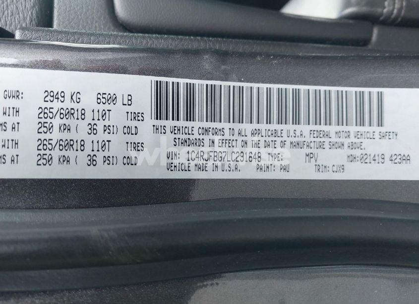 Photo 8 of 2020 Jeep Grand CHEROKEE LIMITED 4X4 (VIN 1C4RJFBG7LC291648)