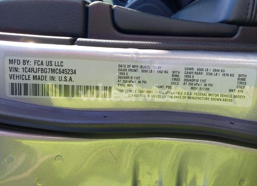 Photo 9 of 2021 Jeep Grand CHEROKEE LIMITED 4X4 (VIN 1C4RJFBG7MC645234)