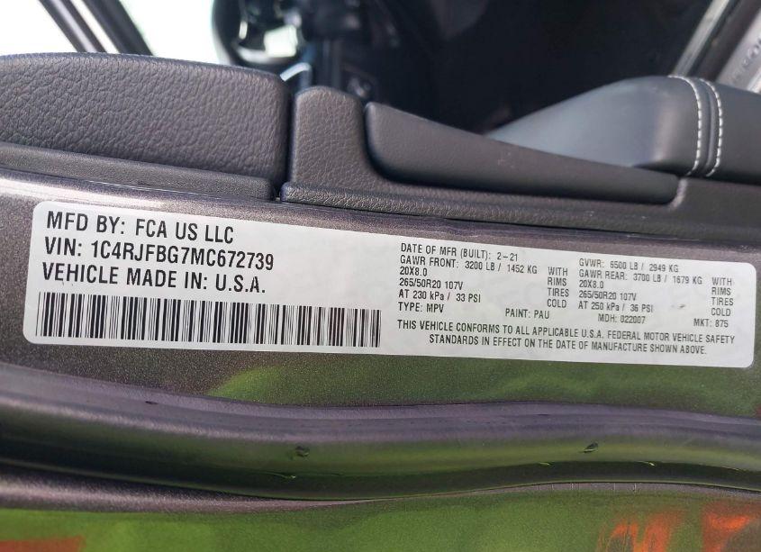 Photo 9 of 2021 Jeep Grand CHEROKEE 80TH ANNIVERSARY 4X4 (VIN 1C4RJFBG7MC672739)