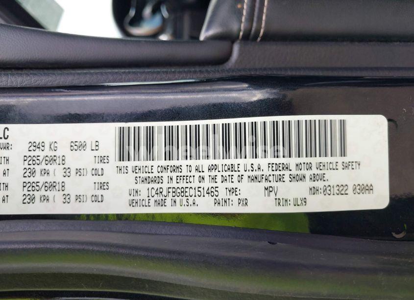 Photo 9 of 2014 Jeep Grand CHEROKEE LIMITED (VIN 1C4RJFBG8EC151465)