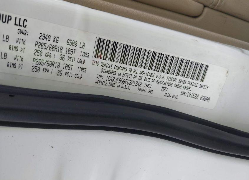 Photo 9 of 2014 Jeep Grand CHEROKEE LIMITED (VIN 1C4RJFBG8EC321940)