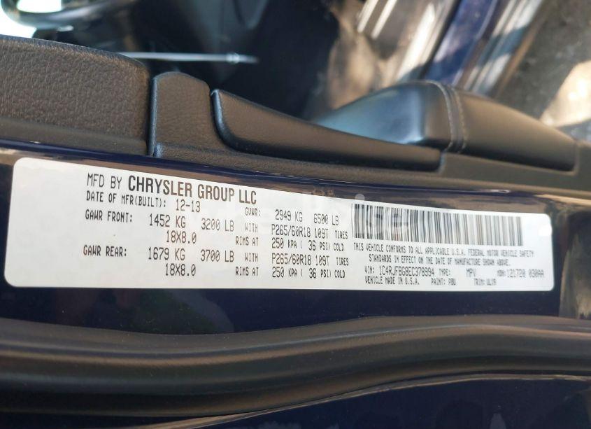 Photo 9 of 2014 Jeep Grand CHEROKEE LIMITED (VIN 1C4RJFBG8EC378994)