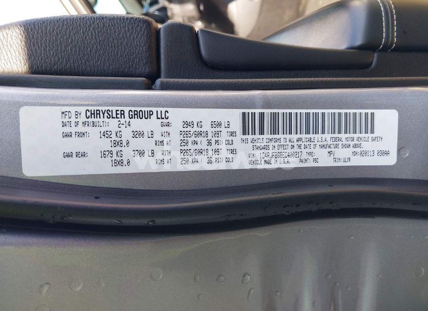 Photo 9 of 2014 Jeep Grand CHEROKEE LIMITED (VIN 1C4RJFBG8EC400217)