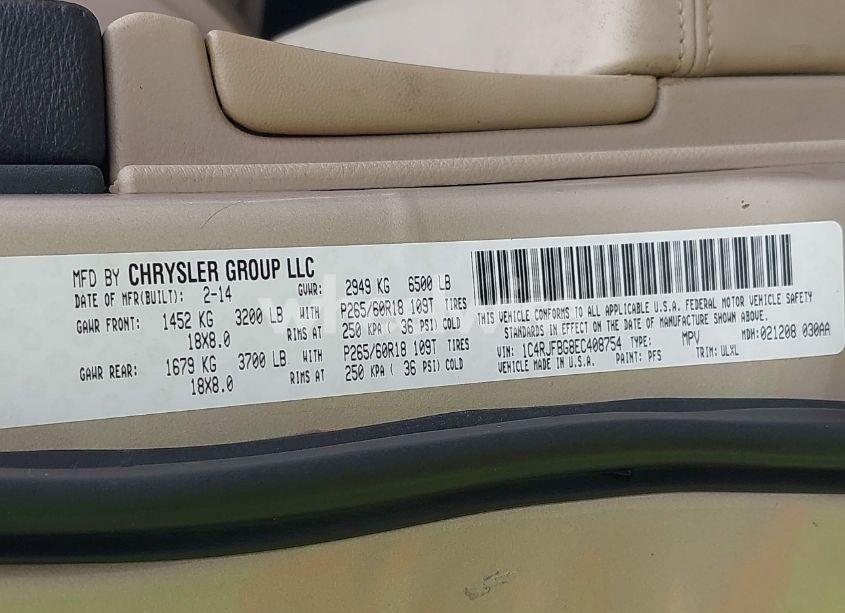 Photo 9 of 2014 Jeep Grand CHEROKEE LIMITED (VIN 1C4RJFBG8EC408754)