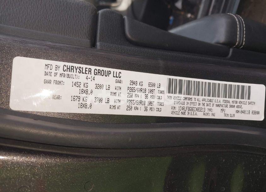 Photo 9 of 2014 Jeep Grand CHEROKEE LIMITED (VIN 1C4RJFBG8EC483213)