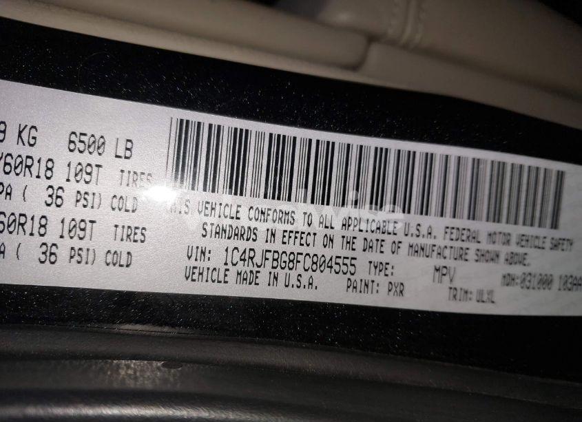 Photo 9 of 2015 Jeep Grand CHEROKEE LIMITED (VIN 1C4RJFBG8FC804555)