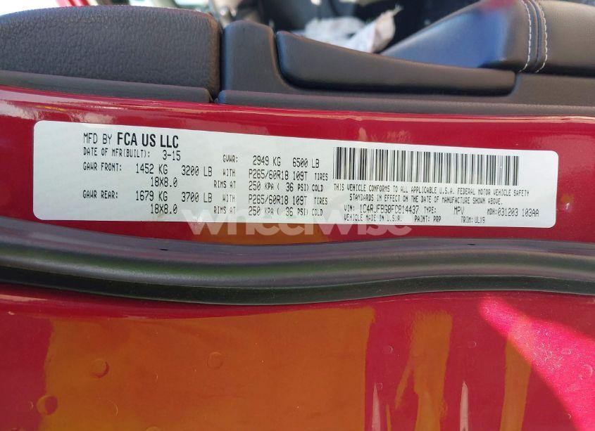 Photo 9 of 2015 Jeep Grand CHEROKEE LIMITED (VIN 1C4RJFBG8FC814437)