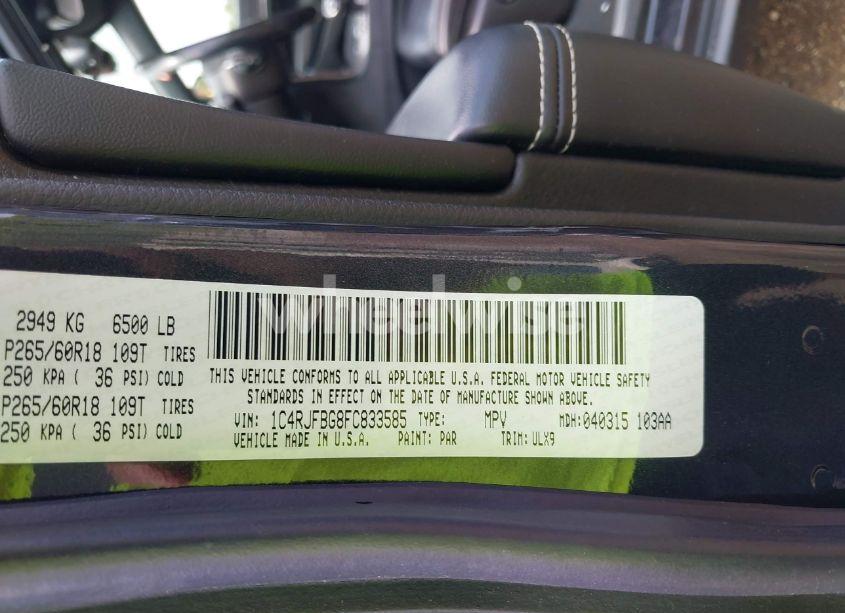 Photo 9 of 2015 Jeep Grand CHEROKEE LIMITED (VIN 1C4RJFBG8FC833585)