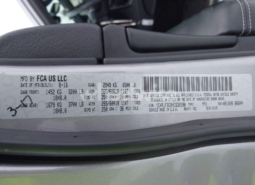 Photo 9 of 2017 Jeep Grand CHEROKEE LIMITED 4X4 (VIN 1C4RJFBG8HC638380)