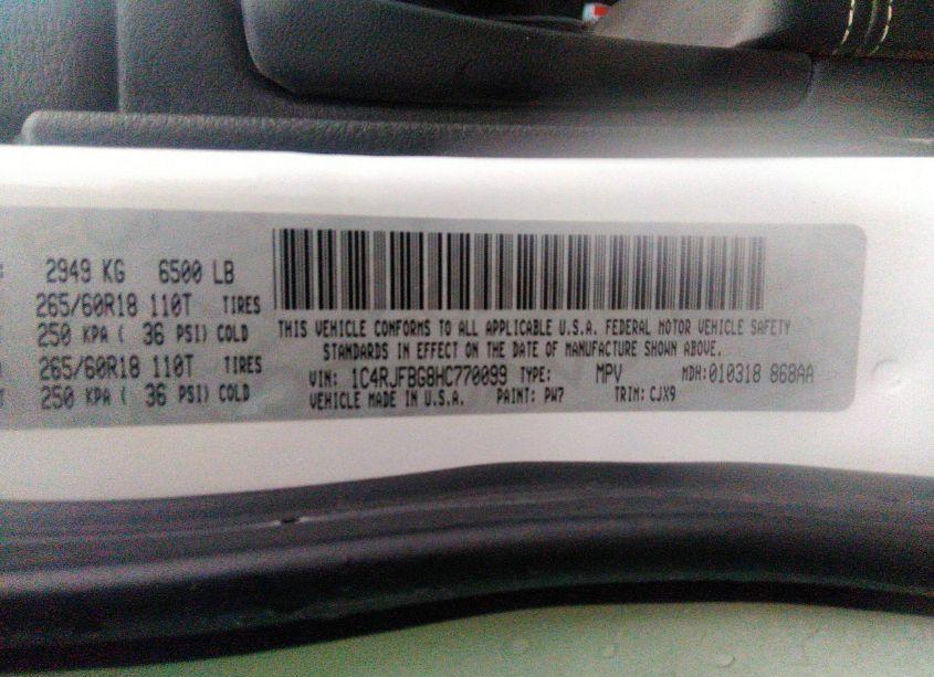 Photo 9 of 2017 Jeep Grand CHEROKEE LIMITED 4X4 (VIN 1C4RJFBG8HC770099)