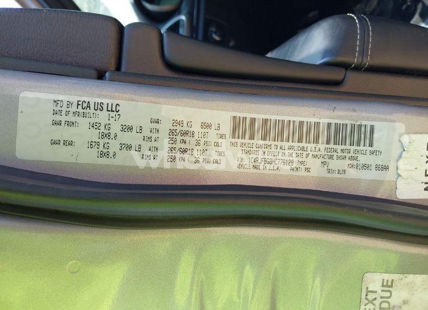 Photo 9 of 2017 Jeep Grand CHEROKEE LIMITED 4X4 (VIN 1C4RJFBG8HC776128)