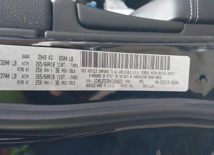 Photo 9 of 2017 Jeep Grand CHEROKEE LIMITED 4X4 (VIN 1C4RJFBG8HC834822)