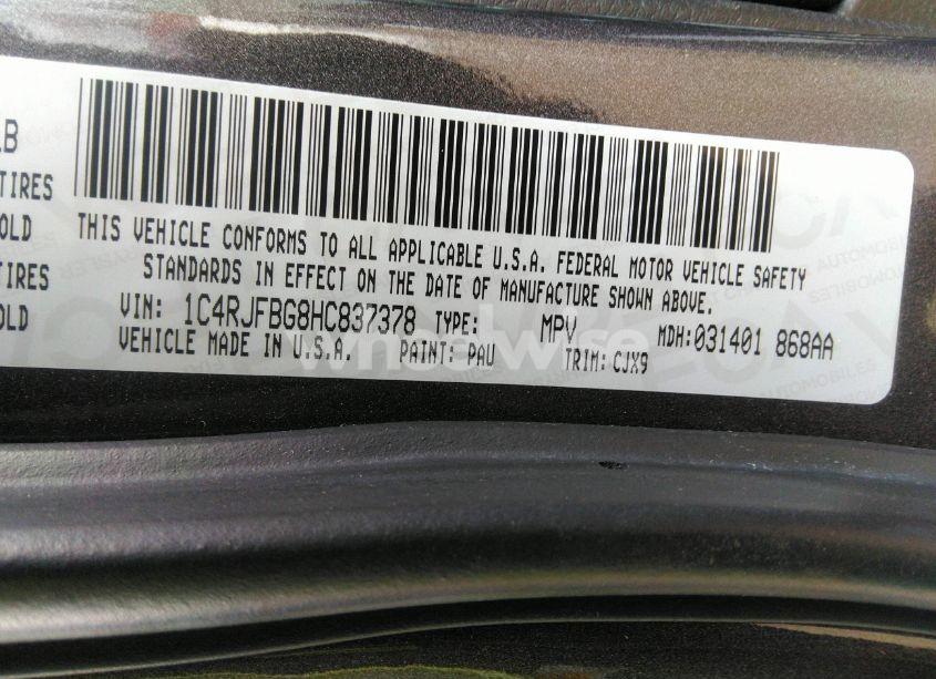 Photo 9 of 2017 Jeep Grand CHEROKEE LIMITED 4X4 (VIN 1C4RJFBG8HC837378)