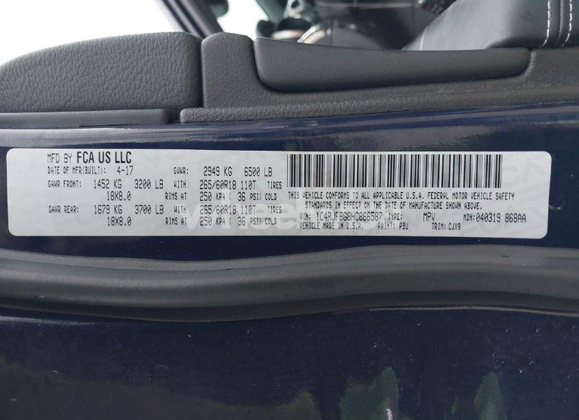 Photo 9 of 2017 Jeep Grand CHEROKEE LIMITED 4X4 (VIN 1C4RJFBG8HC866587)