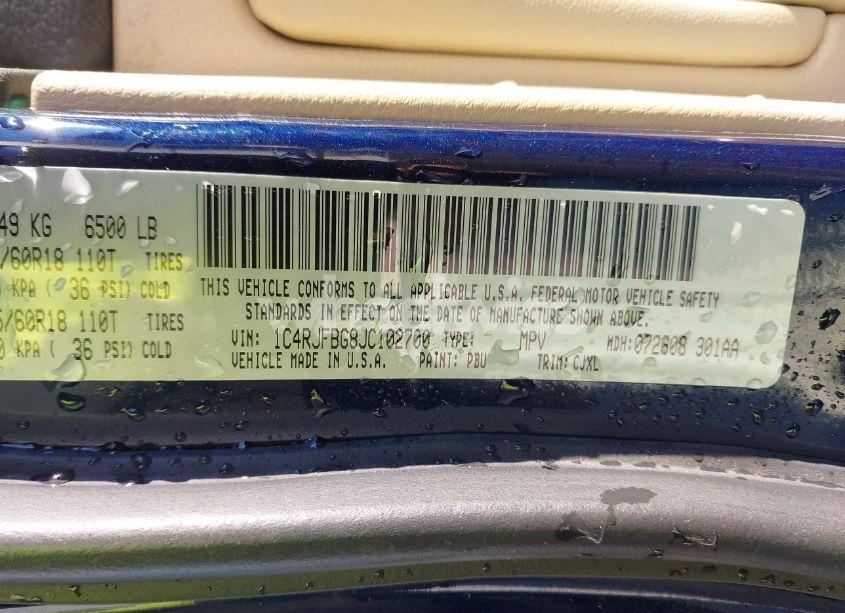 Photo 9 of 2018 Jeep Grand CHEROKEE LIMITED 4X4 (VIN 1C4RJFBG8JC102700)