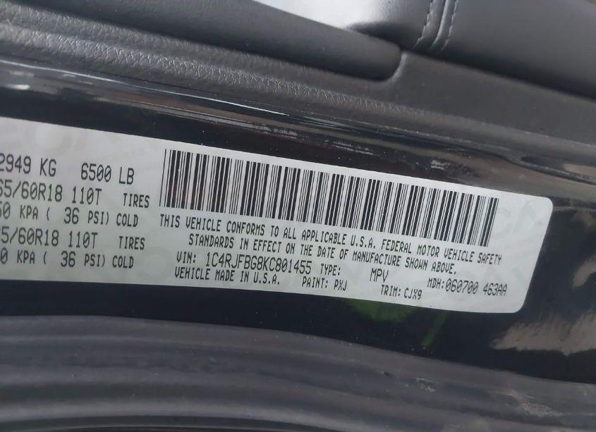 Photo 9 of 2019 Jeep Grand CHEROKEE LIMITED 4X4 (VIN 1C4RJFBG8KC801455)