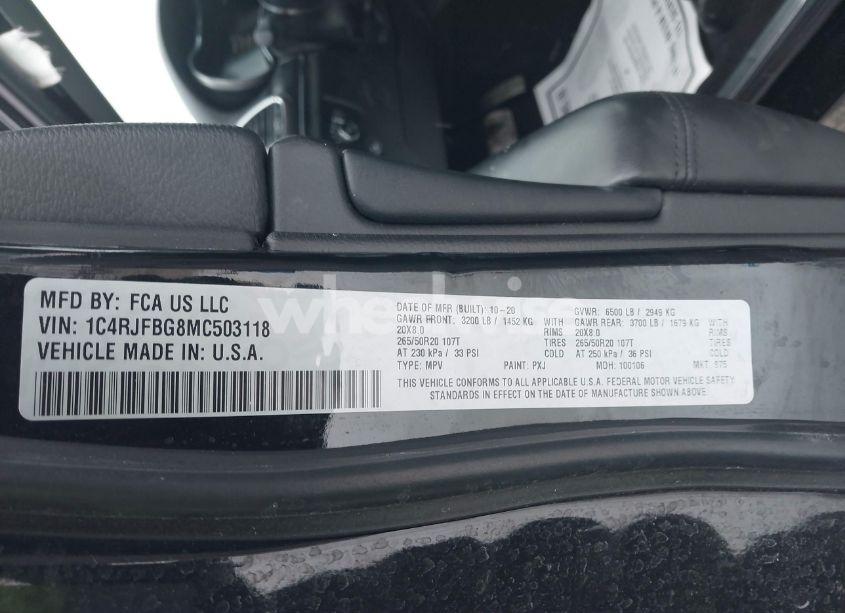 Photo 9 of 2021 Jeep Grand CHEROKEE LIMITED 4X4 (VIN 1C4RJFBG8MC503118)