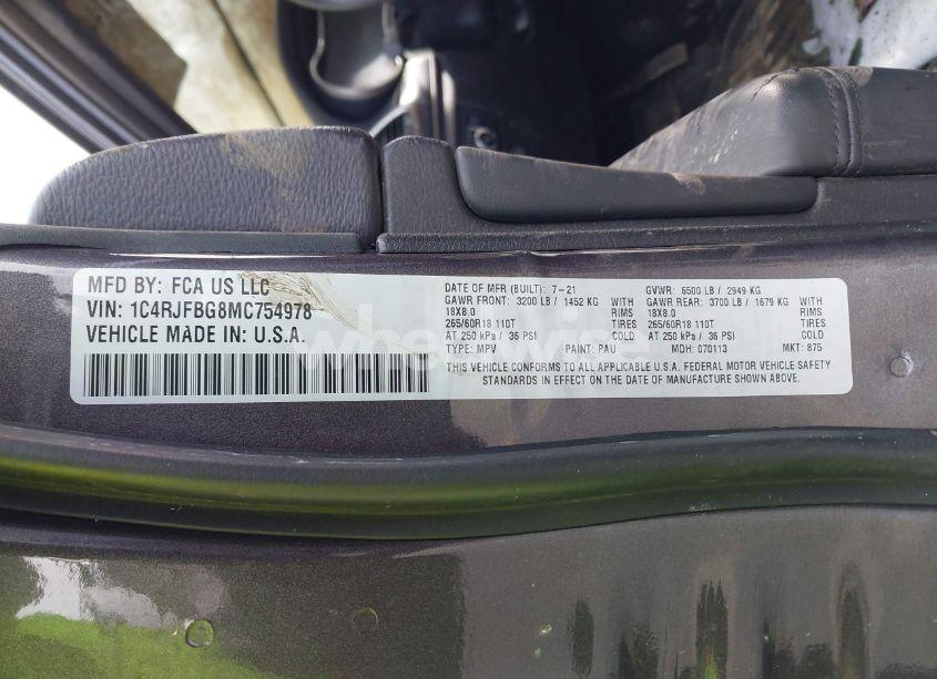 Photo 9 of 2021 Jeep Grand CHEROKEE LIMITED 4X4 (VIN 1C4RJFBG8MC754978)