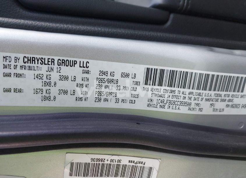 Photo 9 of 2012 Jeep Grand CHEROKEE LIMITED (VIN 1C4RJFBG9CC359500)