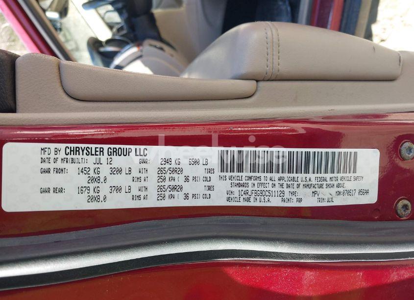 Photo 9 of 2013 Jeep Grand CHEROKEE LIMITED (VIN 1C4RJFBG9DC511129)