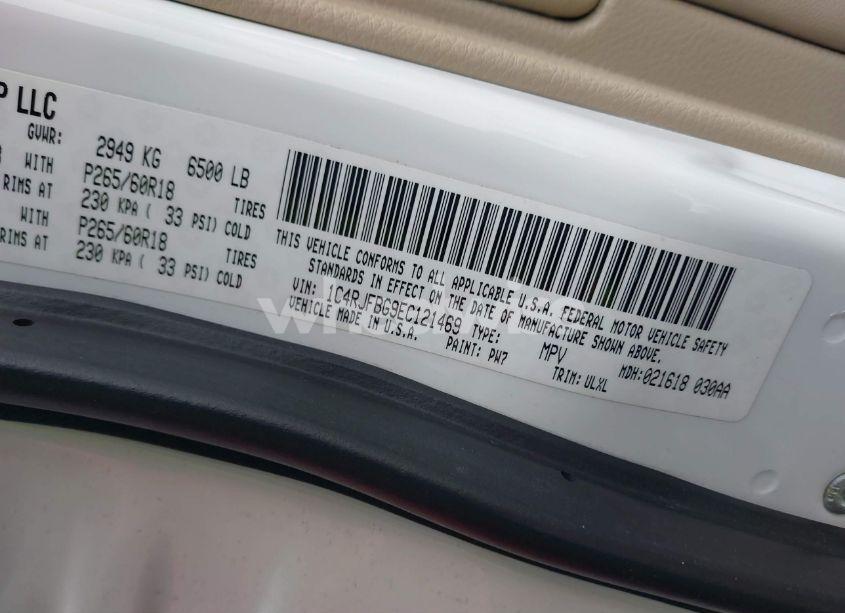 Photo 9 of 2014 Jeep Grand CHEROKEE LIMITED (VIN 1C4RJFBG9EC121469)