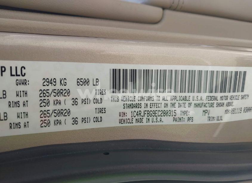 Photo 9 of 2014 Jeep Grand CHEROKEE LIMITED (VIN 1C4RJFBG9EC280315)