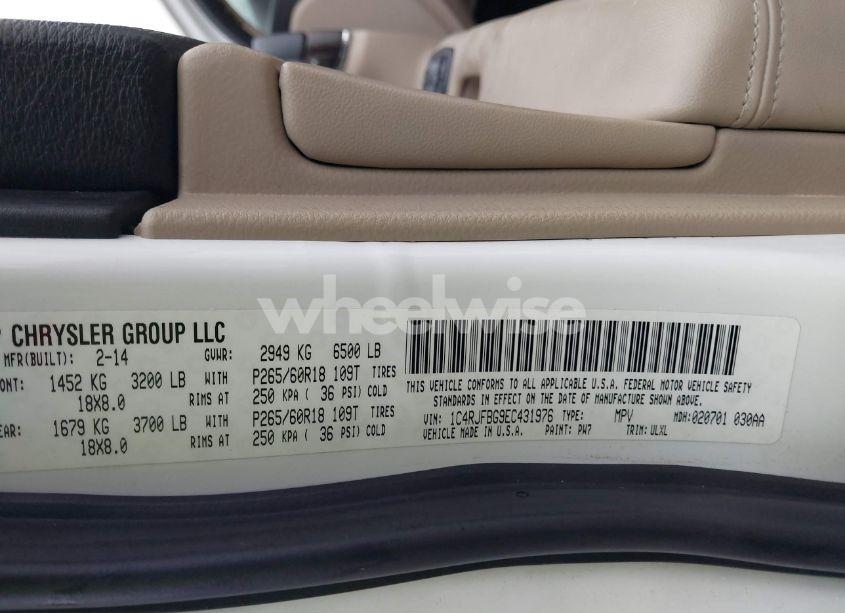 Photo 9 of 2014 Jeep Grand CHEROKEE LIMITED (VIN 1C4RJFBG9EC431976)