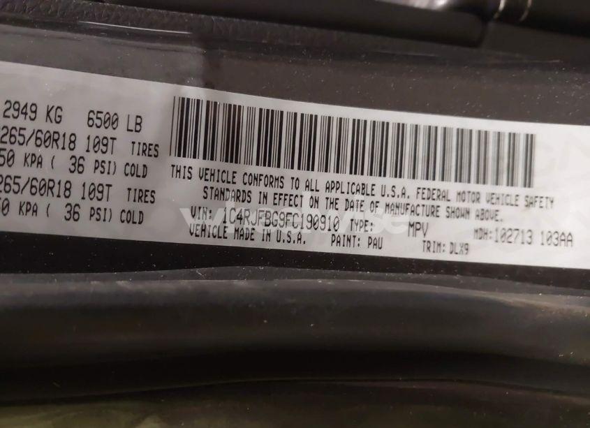 Photo 9 of 2015 Jeep Grand CHEROKEE LIMITED (VIN 1C4RJFBG9FC190910)