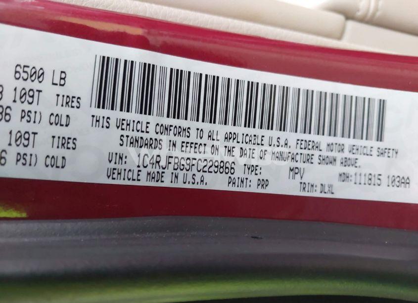 Photo 9 of 2015 Jeep Grand CHEROKEE LIMITED (VIN 1C4RJFBG9FC229866)