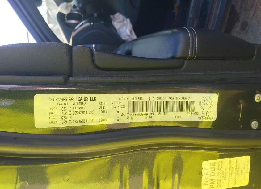 Photo 9 of 2016 Jeep Grand CHEROKEE LIMITED (VIN 1C4RJFBG9GC404344)