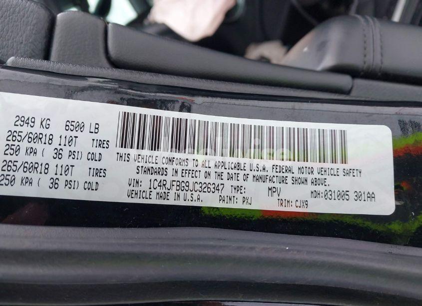 Photo 9 of 2018 Jeep Grand CHEROKEE LIMITED 4X4 (VIN 1C4RJFBG9JC326347)