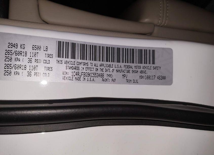 Photo 9 of 2019 Jeep Grand CHEROKEE LIMITED 4X4 (VIN 1C4RJFBG9KC553488)